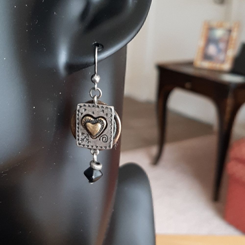 NEW Silver and copper drop earring